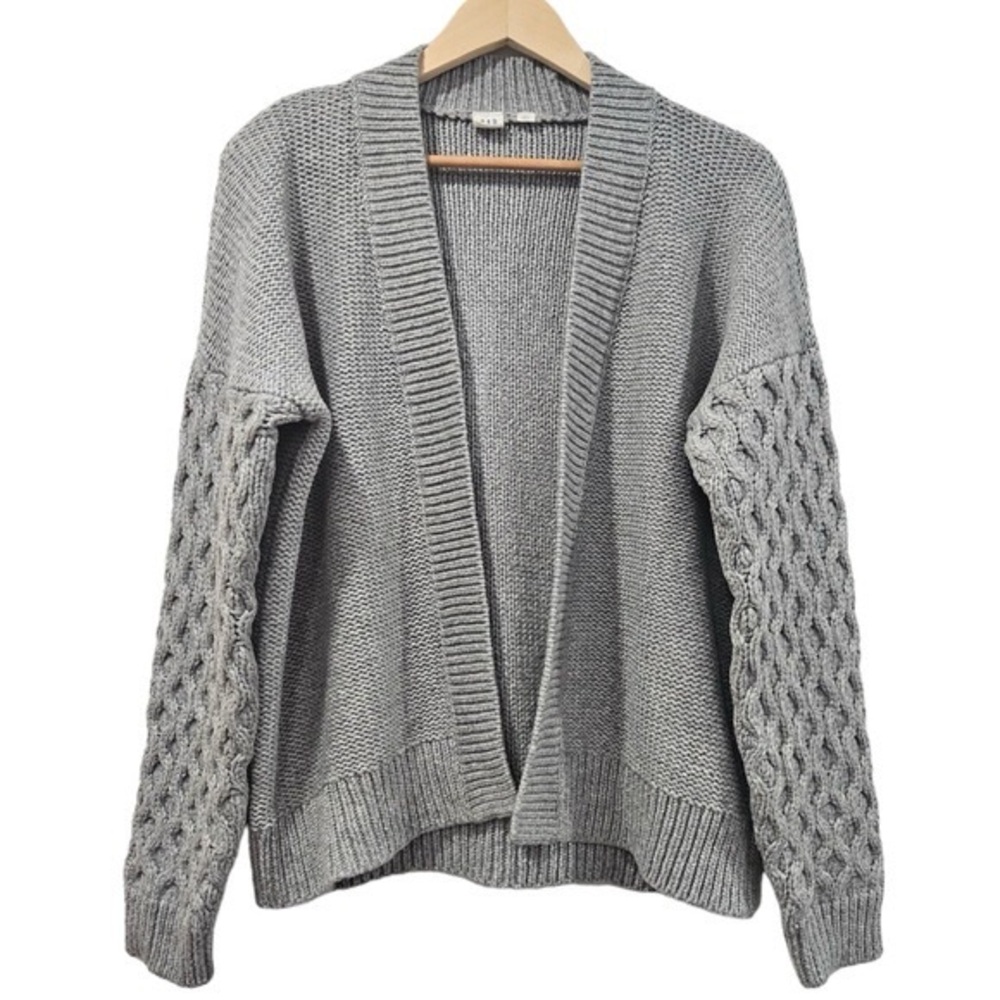 Gap Womens Chunky Knit Grey Cardigan Slouchy Drop Shoulder Open Front